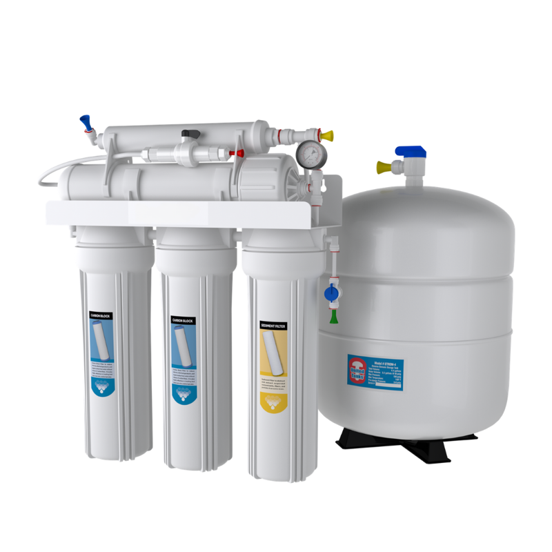 5-stage reverse osmosis system with storage tank